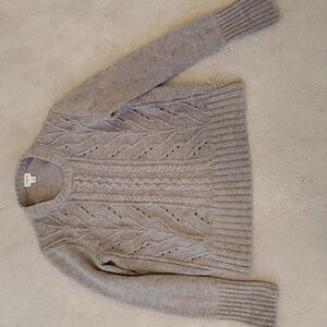 J Crew Factory Pointelle Cable-Front Pullover, Size S